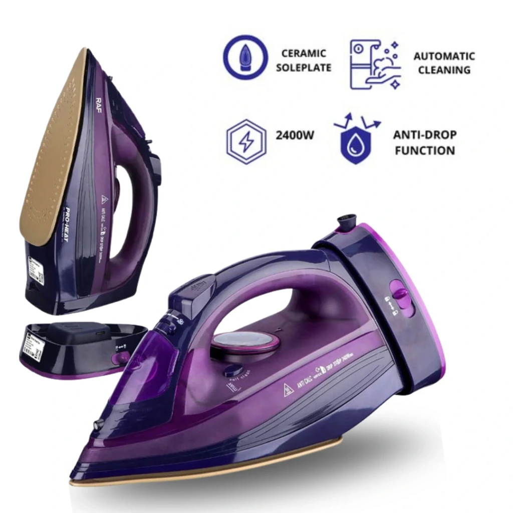 CORDLESS ELECTRIC STEAM IRON 2400W WITH CERAMIC SOLEPLATE-DIFFERENT COLORS, SKU: 483